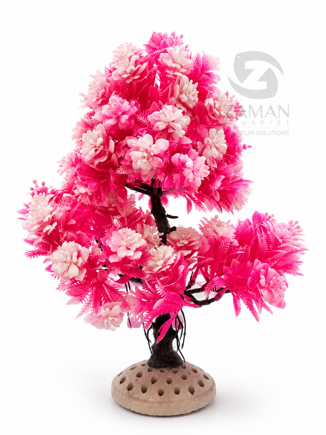 12 Inch Pink Tree Plastic Plants for Aquarium Fish Tank Decoration